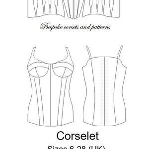 Corselet (stretch panels) pattern sizes UK6 (US2) - UK28 (US24)