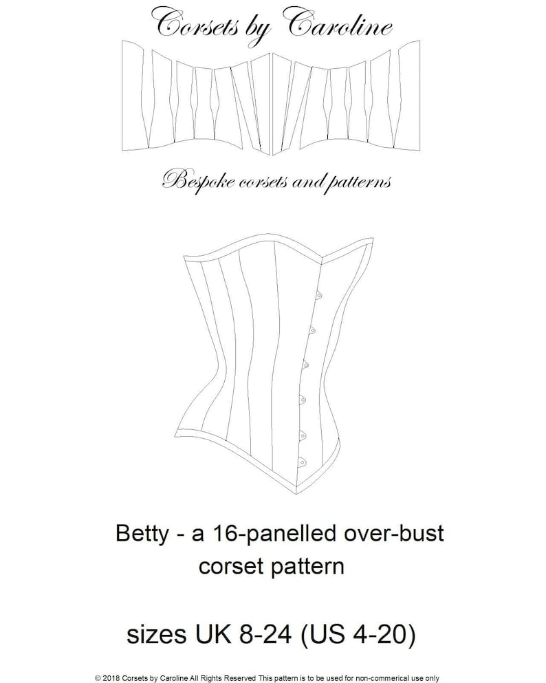 PATTERN Betty a 16 panel over-bust corset pattern_size 8-24 UK, 4-20 US cup sizes A-E image 2