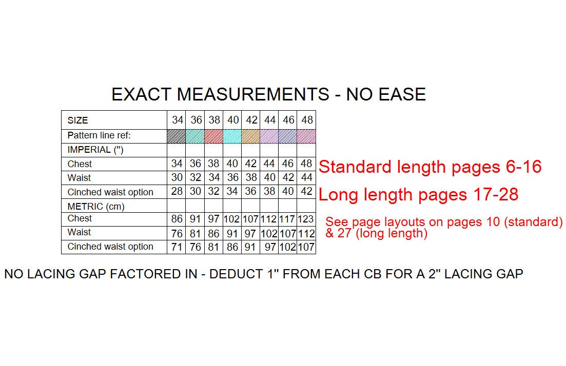 男性用コルセットベスト（ウエストコート）の型紙 - サイズ 34-48
