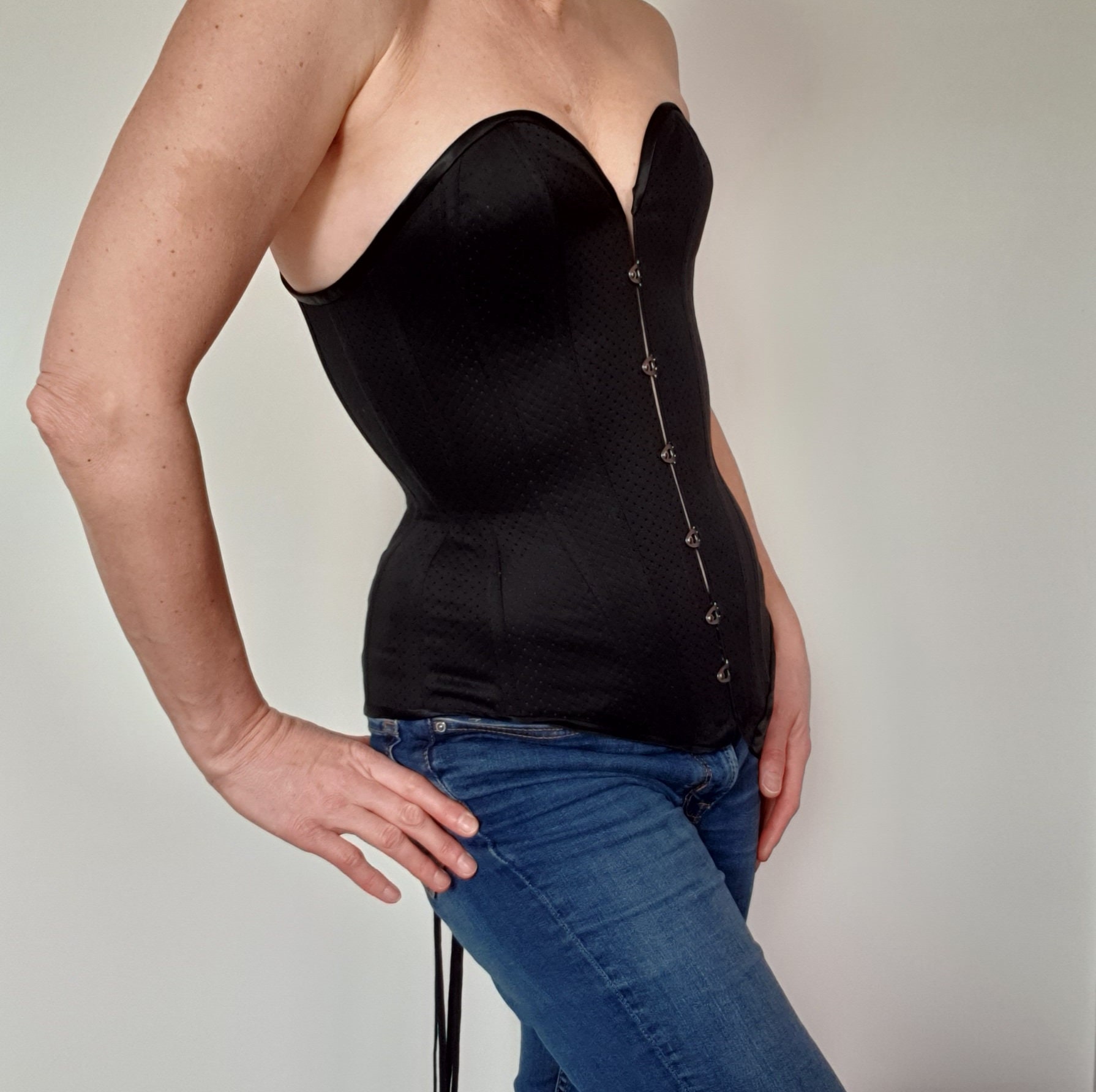 An off-the-shoulder 12 panelled over-bust corset pattern size (UK) 8-24,  (US) 4-20 with 4 bust size variations