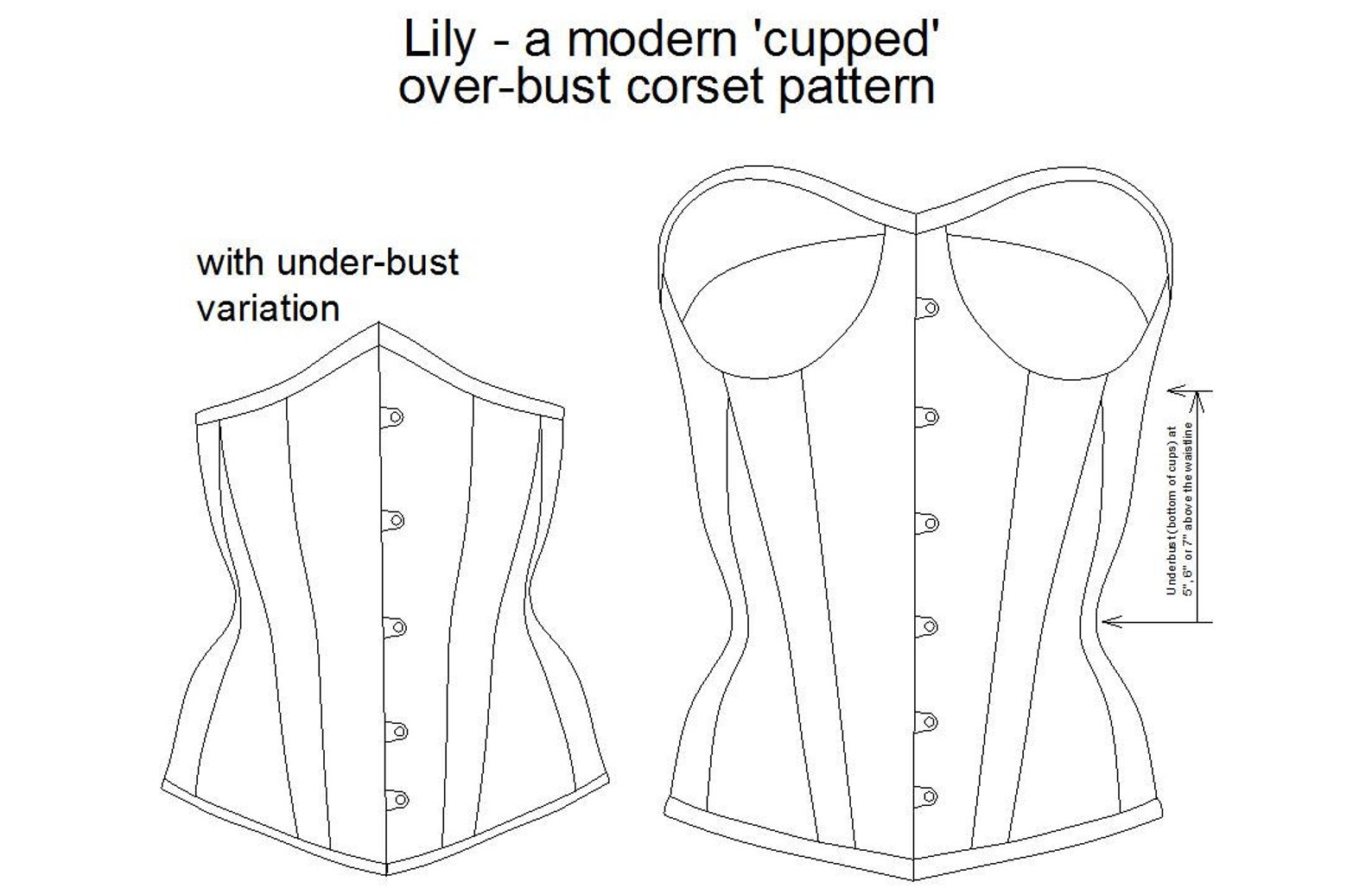 Corset Pattern Lily a modern 14 panel cupped corset pattern Etsy
