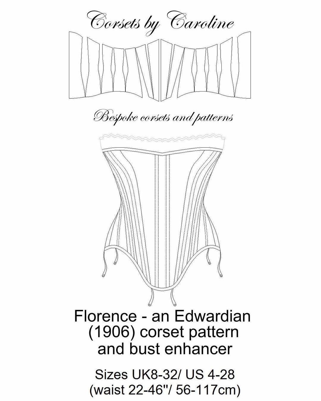 Florence an Edwardian Corset 1906 and Bust Improver Pad PATTERN 