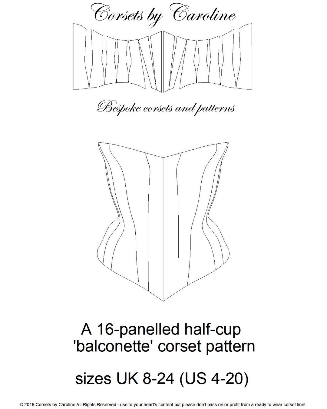 Corset Pattern the Balconette. A 16 Panel Half-cup demi-cup - Etsy