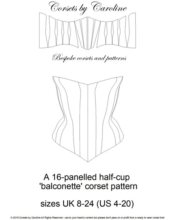 Corset Pattern the Balconette. A 16 Panel Half-cup demi-cup | Etsy