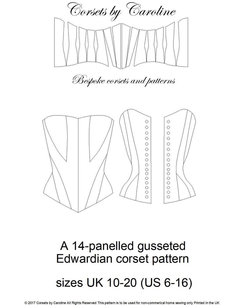 Early Edwardian Corset Pattern May a 14 Panelled Gusseted Etsy UK