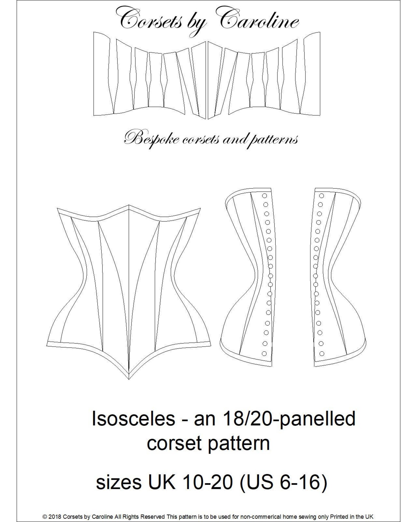 Corset Pattern Isosceles an 18 or 22 Panel Underbust Etsy UK