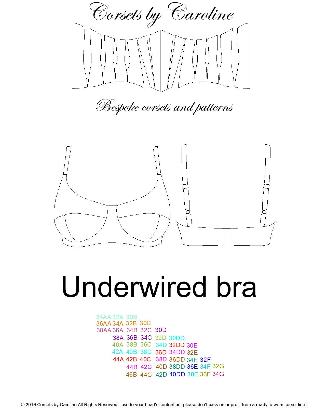 Underwired Bra Pattern PDF 50 Sizes -  Canada