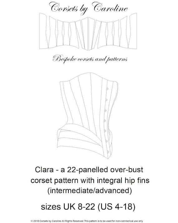 Corset Pattern Clara a 22-panelled Demi-bust With Integral Hip