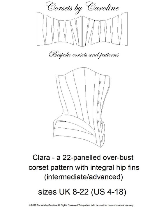 Corset Pattern Clara a 22-panelled Demi-bust With Integral Hip