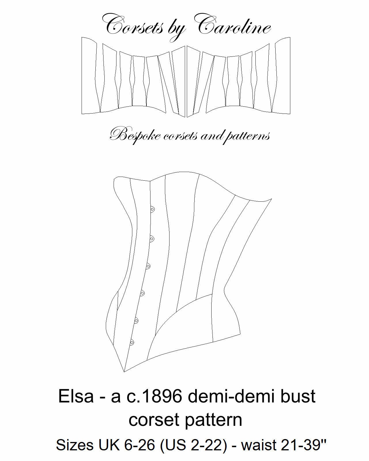 REF K PDF Digital File Pattern From Antique Edwardian Corset for Seamstress  Reproduction 21 Inches Waist Size 