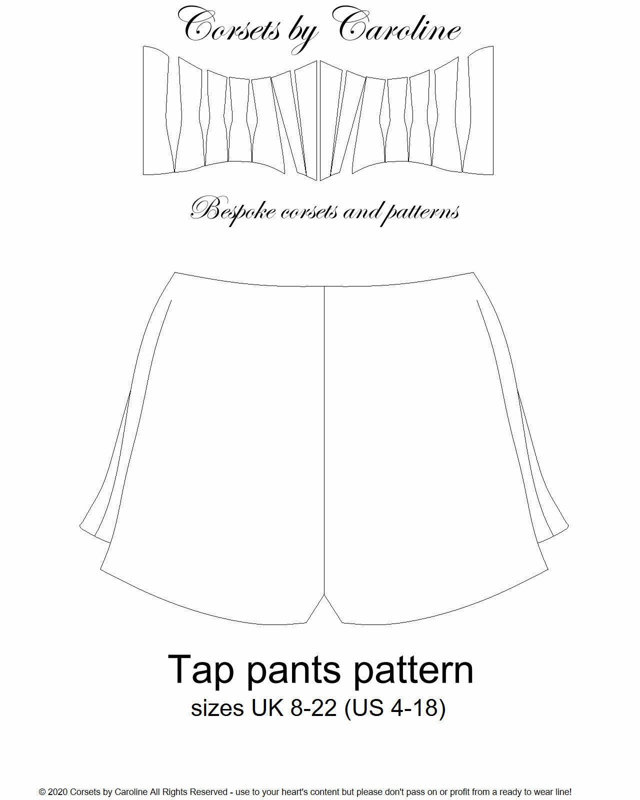 Tap pants pattern This is a 34-48'' hip UK8-22 pdf | Etsy