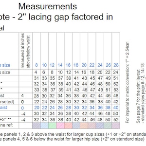 Corset Pattern Grace a modern 14 panel over-bust corset pattern size UK 8-28, US 4-24 waist 22-42'' image 3
