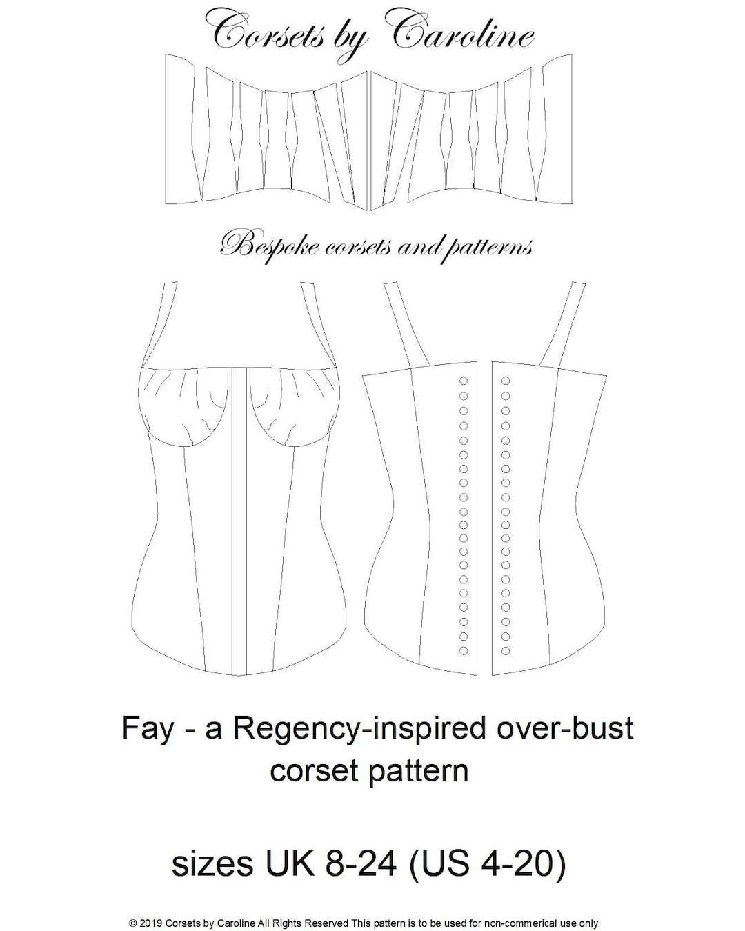 Corset Pattern Fay a 10 2 Cups Panel Over-bust Corset - Etsy