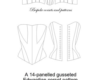 Early Edwardian Corset Pattern! May - a 14 panelled gusseted demi-bust corset pattern size (UK) 8-20, (US) 4-16