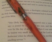 Hand Turned Wicked Orange and Black Acrylic, Silver Accents, Orange Hand Turned Acrylic Writing Pen, Ladies or Gentleman Writing Pen