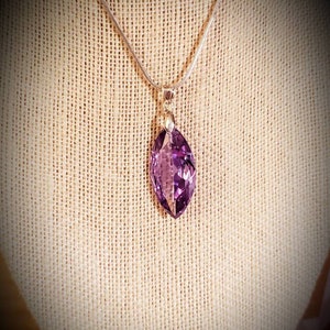 Faceted Amethyst Crystal Necklace, February Birthstone, Anniversary Gift, Purple Stone, Sterling Silver Necklace, Birthday Gift, Amethyst