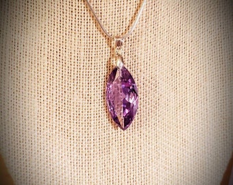 Faceted Amethyst Crystal Necklace, February Birthstone, Anniversary Gift, Purple Stone, Sterling Silver Necklace, Birthday Gift, Amethyst