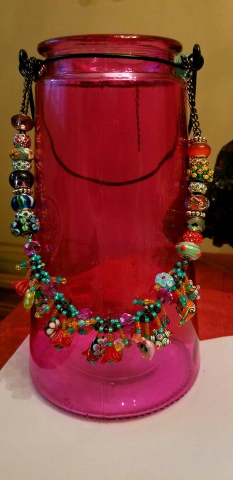 Lampwork Characters Heavy Well Made High Quality Beads Glass Beads Lampwork Multi Color Necklace Large Hole Beaded Necklace Unique
