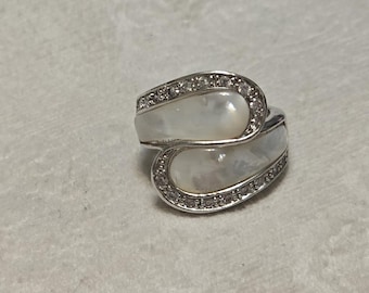 Sterling Silver Statement Rings, 4 Options, Genuine Stones, Mother of Pearl, Tanzanite, Emerald, CZ, Multiple Styles and Sizes