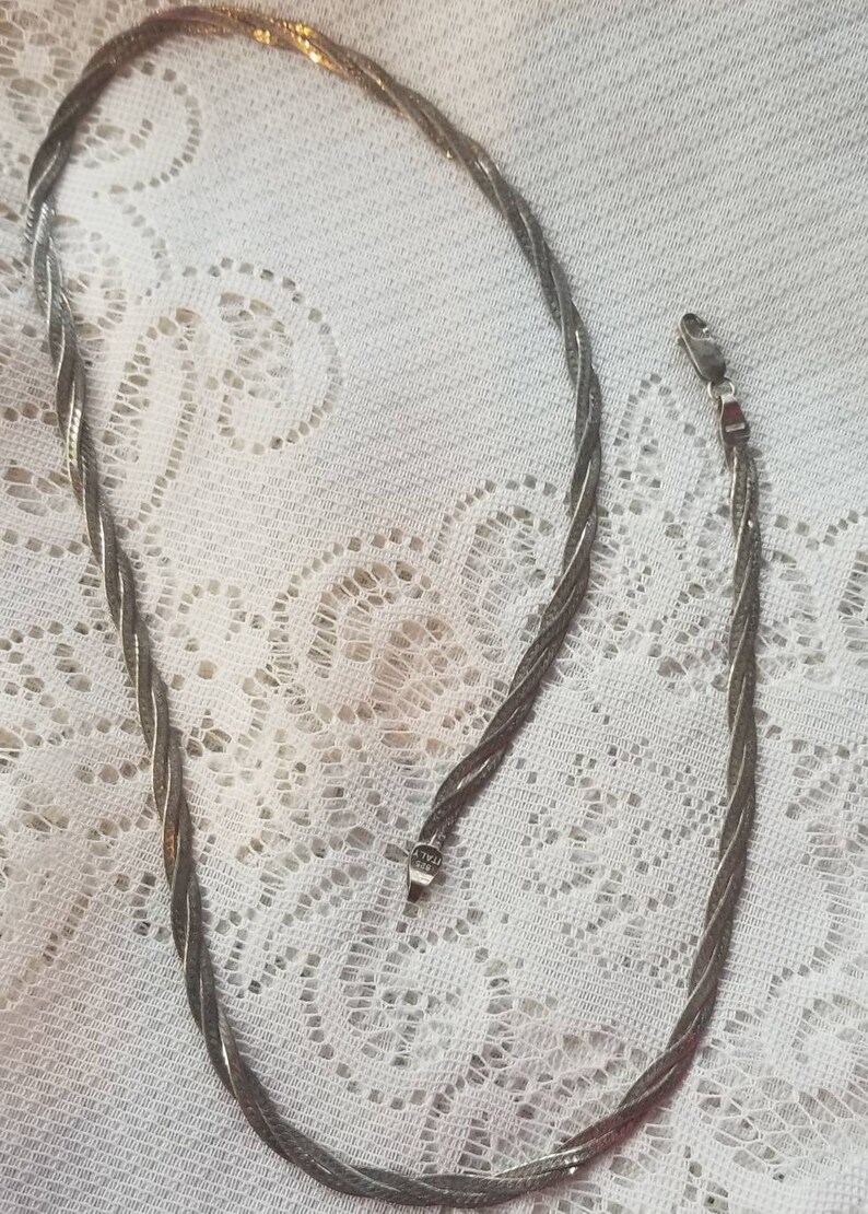 Twist Serpentine Chain Necklace FREE SHIPPING Ladies Chain Necklace Sterling Silver Braided Necklace .925 Sterling Silver Necklace