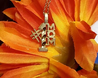 Gold Plated #1 Mom Necklace, Gift Idea, Necklace, Mom Pendant, Sterling Chain, Gold Plated Sterling Chain, Gift Idea, Gold Plated Necklace
