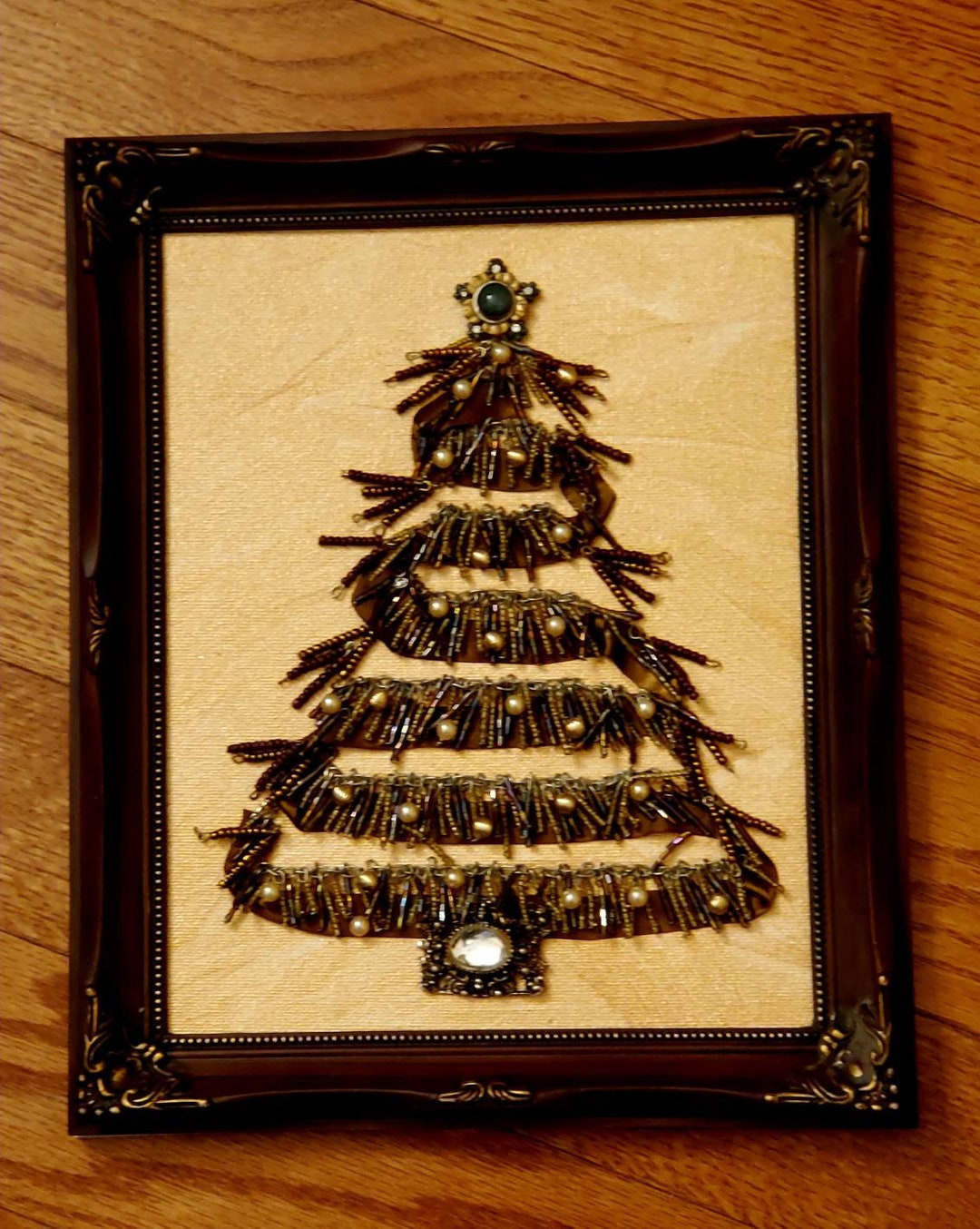 Vintage Jewelry Canvas, Tree, Painted Art, Gold Marble Pattern, Jewelry