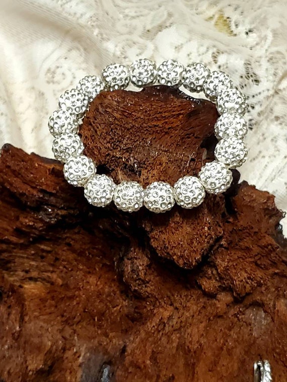 Rhinestone Beaded Bracelet set, Pierced Rhineston… - image 4