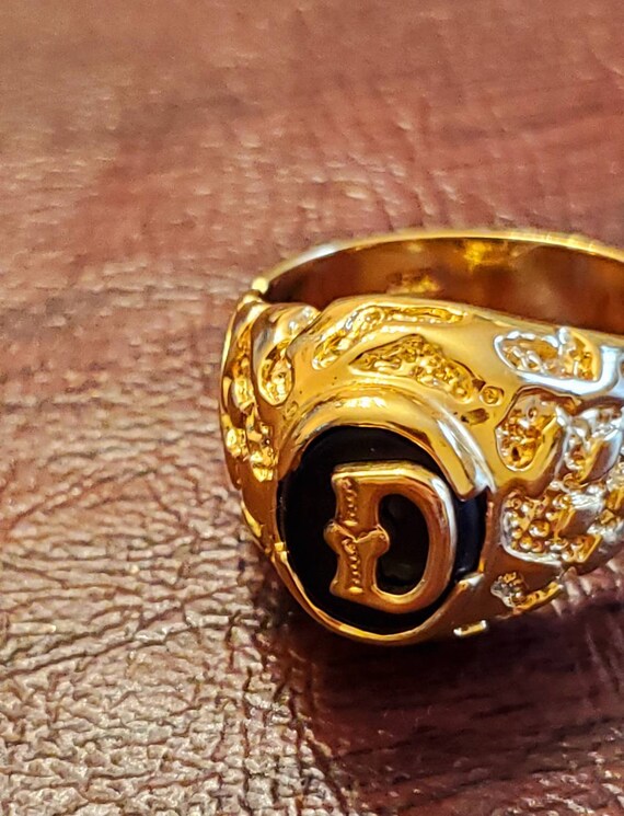 SETA Gentleman's Ring, Initial Ring, Plated Gold Fini… Gem