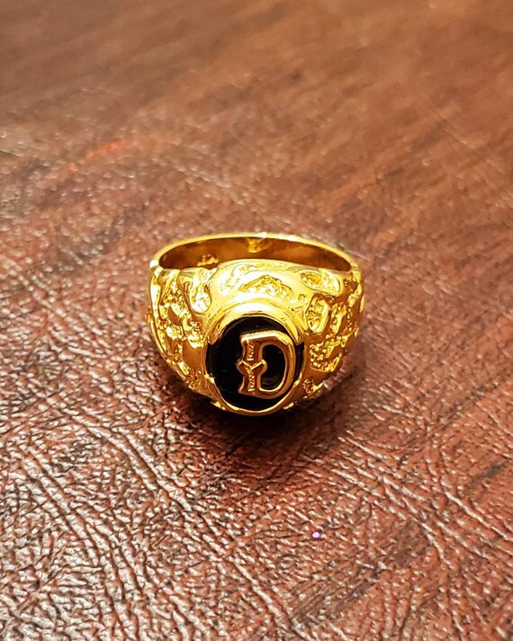 SETA Gentleman's Ring, Initial Ring, Plated Gold Fini… Gem