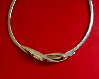 Silver Classic Choker, Omega Chain, Accent, Vintage, Silver Choker, Classic, Conservative Necklace, Omega Style Chain, Gift Idea