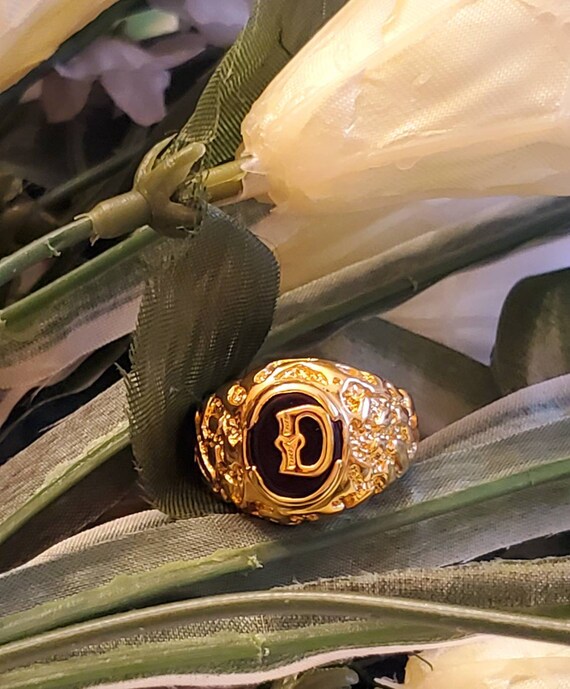 SETA Gentleman's Ring, Initial Ring, Plated Gold Fini… Gem