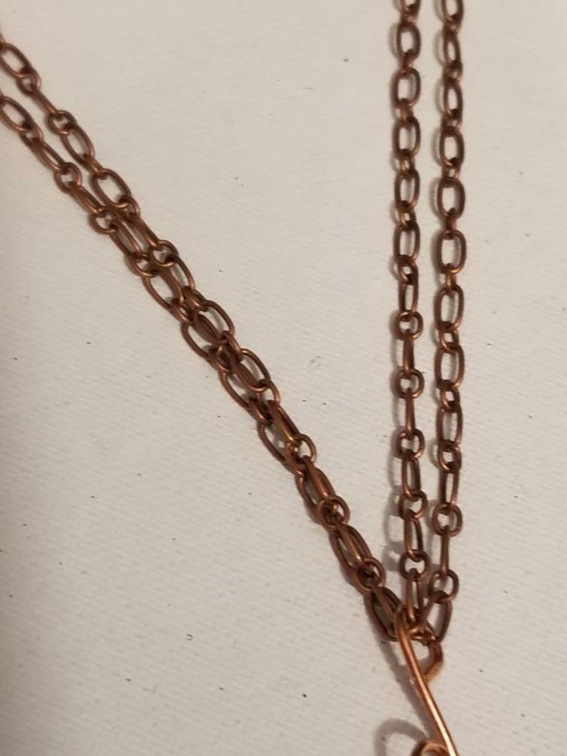 Recycled Copper Textured Design Polished Double Stranded Chain Swirl Copper Pendant Design Square Shape Hammered Copper Necklace