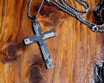 Stainless Cross Necklace, FREE SHIPPING, Biker Style, Well Made, Unique Pattern, Stainless 316L, Stainless Chain, Hypo-Allergenic, Masculine