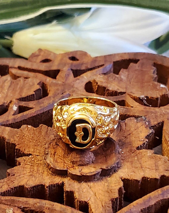 SETA Gentleman's Ring, Initial Ring, Plated Gold Fini… Gem