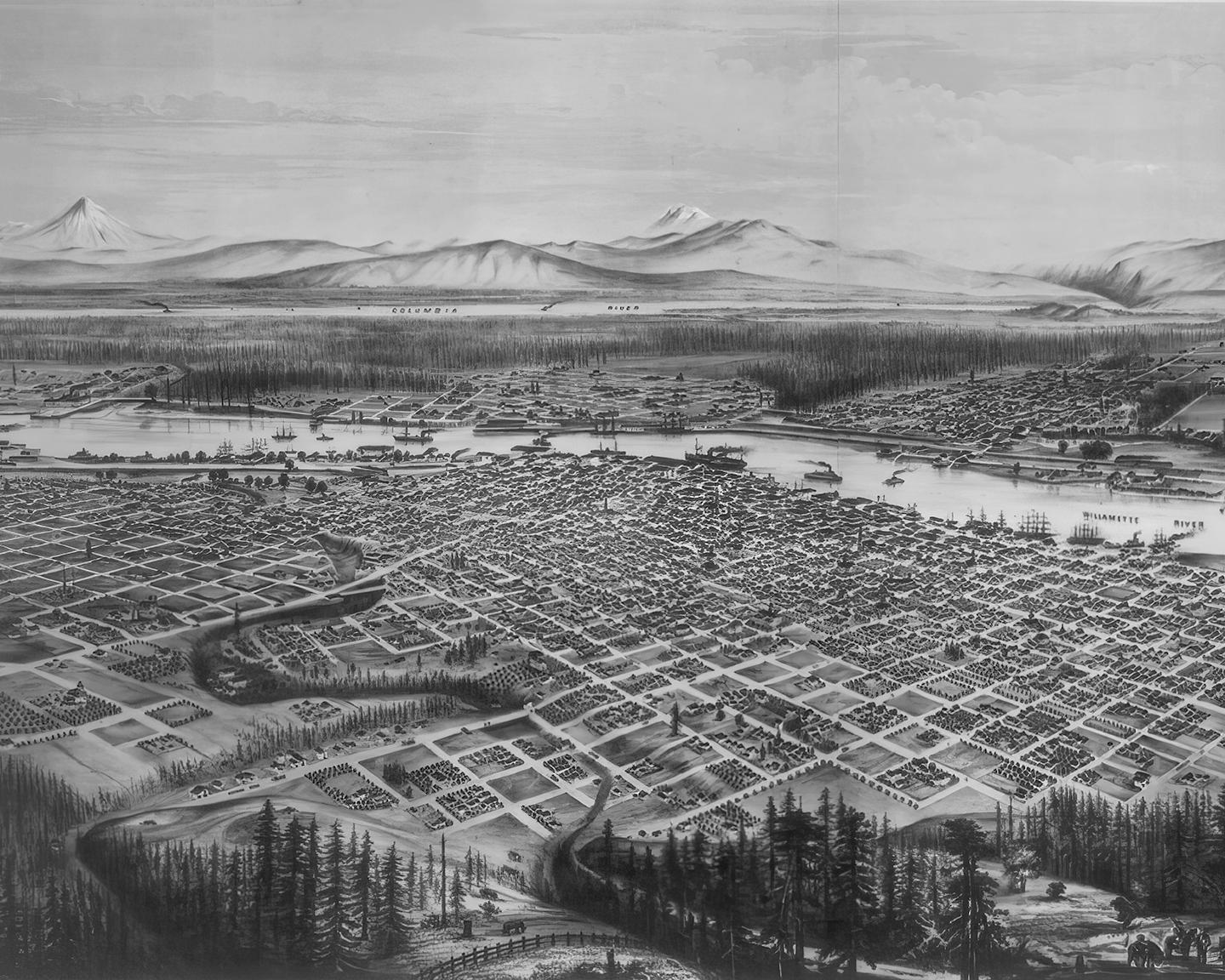 Portland Oregon Print: 1880s Vintage Map Art, Cascade Mountains - Etsy
