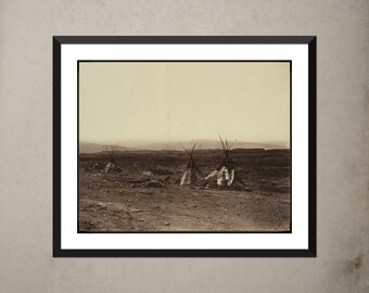 Impresión fotográfica vintage de un campamento indígena: arte mural de Oregón de la década de 1860