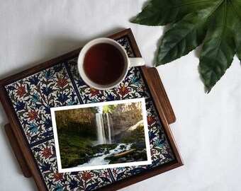 Tarjeta de felicitación de las cataratas de Tamanawa: Tarjeta con paisaje del monte Hood