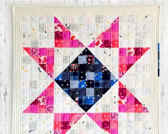 Lone Star Glitter Quilt Pattern - modern traditional low volume scrappy strip quilt