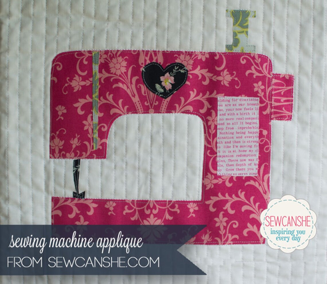 Love Sewing Machine Applique Pattern - 3 Sizes Included W/reverse - Etsy