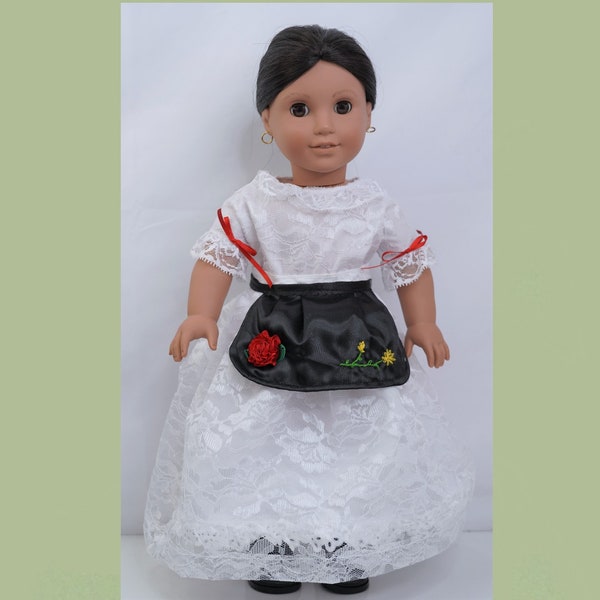 Traditional Veracruz folk dance from Mexico outfit fits american girl and other 18" dolls