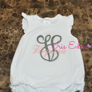 Personalized Baby Romper / Monogram Romper / Ruffle Baby Romper with Name image 1