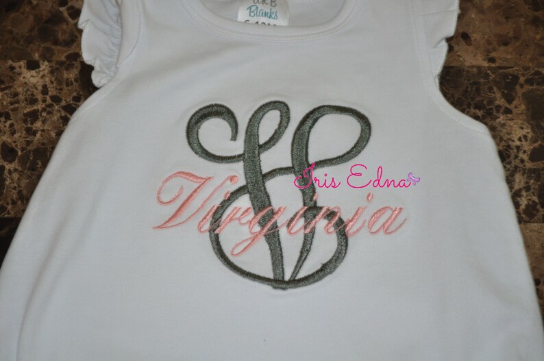 Personalized Baby Romper / Monogram Romper / Ruffle Baby Romper with Name image 2