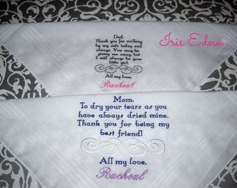 Mother of the Bride Handkerchief / Wedding Handkerchief / Wedding Keepsake