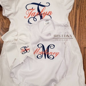 Personalized Baby Romper / Monogram Romper / Ruffle Baby Romper with Name image 9