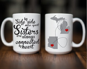 Sister Mug - Sister Gift - Sisters Distance - Gifts for Sister - Sister Present - Sister Coffee Mugs - Personalized Mugs - Custom Mug