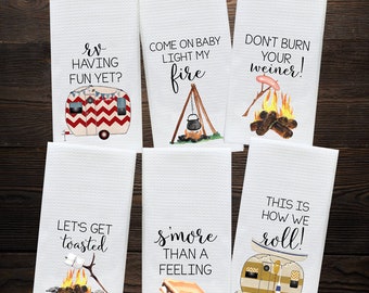 Camper Kitchen Towel - Camping Gift - Camp Kitchen - RV Decor - Vintage Trailer Camper Decor - Motor Home Decor Towels - Retirement Gift