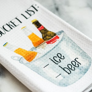 Gift for Beer Lover Funny Dish Towels for Hostess Bar Towels Alcohol Gift Set My Bucket List