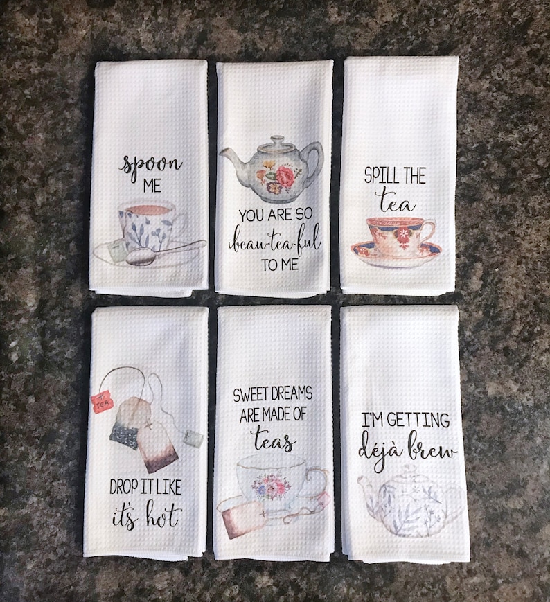 Kitchen Tea Towels With Funny Sayings for Tea Lovers Etsy