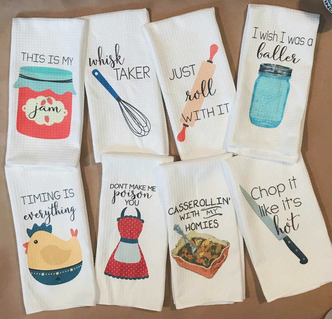 Lavley Funny Kitchen Towels with Sayings - Colorful Kitchen Decor Novelty  Gift (Baking Spirits Bright)