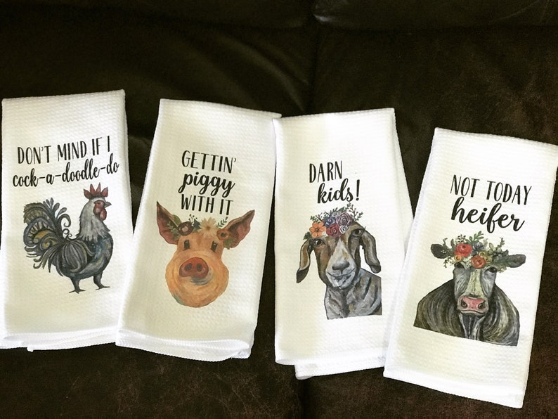 Farmhouse Kitchen Decor Farm Animal Kitchen Towels Etsy